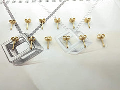1 mm Gold Plated Piercing Ball 925 Silver Stud Earrings - Studs