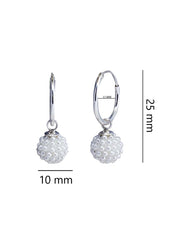 Designer Round Micro Pearl Ball with 92.5 Sterling Silver 12 MM hoop