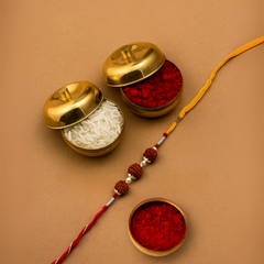 92.5 Sterling Silver Rudraksh Red Thread Bracelet for Men