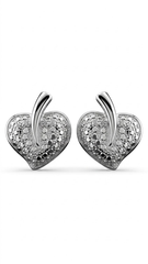 925 Sterling Silver Heart-Shaped Cubic Zircon Stud