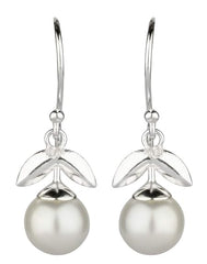 925 Sterling Silver Pearl Earrings with Classy leaf Design