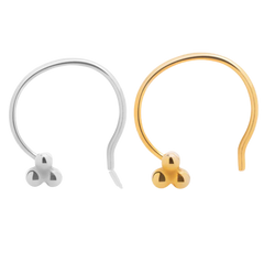 Combo Tiny 3 dots Nose Pin with wire in 92.5 Sterling Silver and Gold Plated for Women and Girls