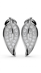 925 Sterling Silver Long Leaf Shape Cubic Zircon Studs