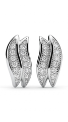 925 Sterling Silver Double Leaf Shape Cubic Zircon Studs