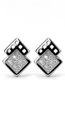 925 Sterling Silver Unique and Pair of Cubic Zircon Stud