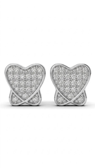 925 Sterling Silver unique pair of Heart-Shaped Cubic Zircon Stud Earrings