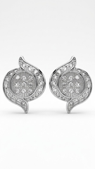 925 Sterling Silver Unique Pair of Cubic Zircon Stud