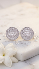 925 Sterling Silver Designer Pair of Cubic Zircon Stud Earrings