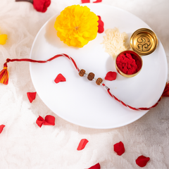 92.5 Sterling Silver Rudraksh Red Thread Bracelet for Men