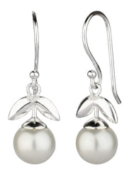 925 Sterling Silver Pearl Earrings with Classy leaf Design