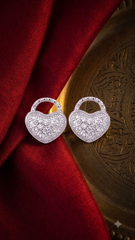 925 Sterling Silver Heart-Shaped Cubic Zirconia Studs Earrings