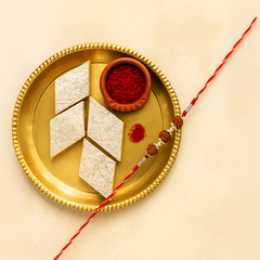 92.5 Sterling Silver Rudraksh Red Thread Bracelet for Men