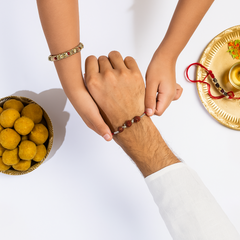 92.5 Sterling Silver Rudraksh Red Thread Bracelet for Men