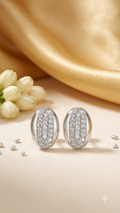 925 Sterling Silver Oval Shape Cubic Zircon Stud