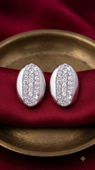 925 Sterling Silver Oval Shape Cubic Zircon Stud