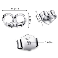 Butterfly Push Backs for Stud Earrings for Women in Sterling Silver - 3 Pairs