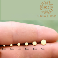18k Gold Plated Flat Round 4 mm Nose Pin with wire in 92.5 Sterling Silver for Women and Girls