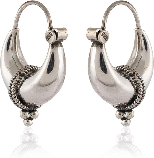 Pure 925 Sterling Silver Unisex Hoop Earrings