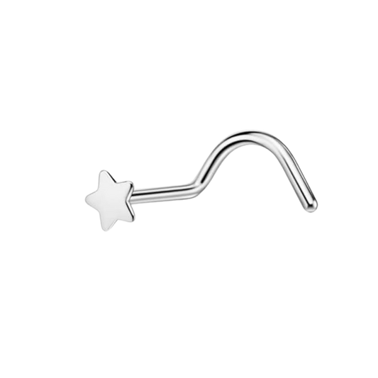 Star Shape Nose Pin with wire in 92.5 Sterling Silver for Women and Girls (Small)