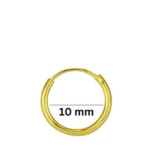 92.5 Sterling Silver 10 mm Gold Plated Nose Ring Hoops Bali - Silver Nose Ring