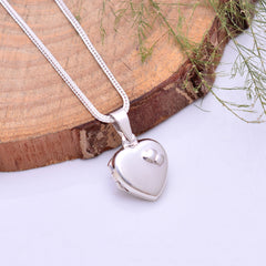 92.5 Sterling Silver Heart Shape Designer Photo Locket Pendant - Pendants