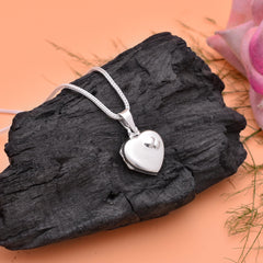 92.5 Sterling Silver Heart Shape Designer Photo Locket Pendant - Pendants