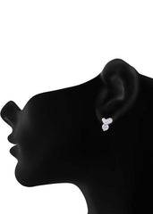 925 Sterling Silver Heart-Shaped Cubic Zirconia Studs Earrings - Studs