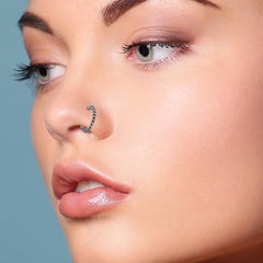 92.5 Sterling Silver Oxidized Nose Ring - Silver Nose Ring
