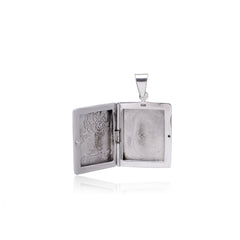 92.5 Sterling Silver Rectangle Designer Photo Locket Pendant - Pendants