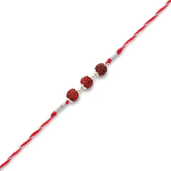 92.5 Sterling Silver Rudraksh Red Thread Bracelet for Men - Bangles And Bracelets