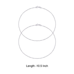Bead Anklets in 92.5 Sterling Silver