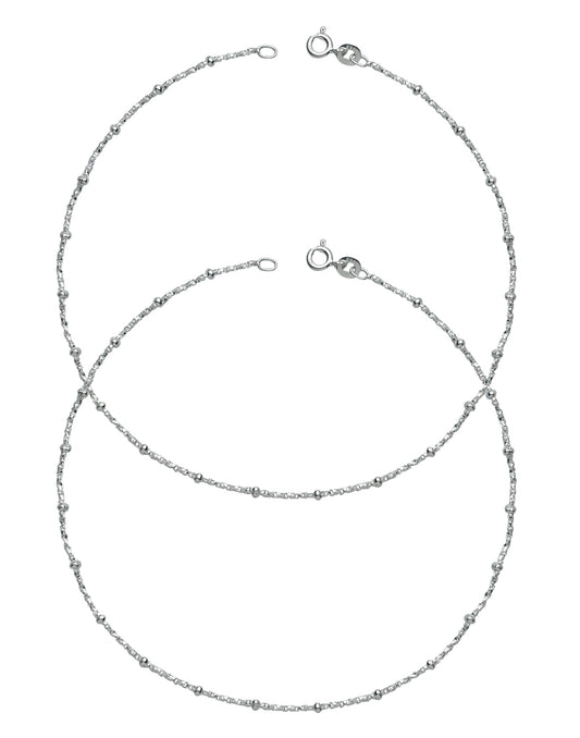 92.5 Sterling Silver Pair of Designer Anklets