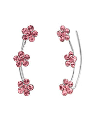 Designer Ear Climbers Crawlers in 92.5 Silver and Pink Cubic Zirconia