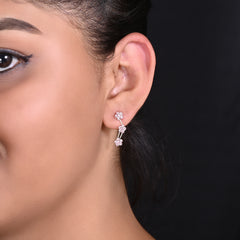Designer Ear Climbers Crawlers in 92.5 Silver and Pink Cubic Zirconia