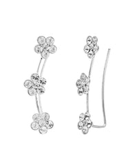 Pair of Ear Climbers Crawlers in 92.5 Silver and White CZ Stones
