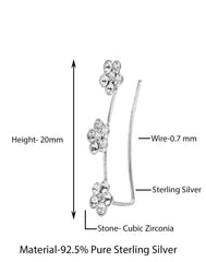 Pair of Ear Climbers Crawlers in 92.5 Silver and White CZ Stones