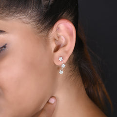 Pair of Ear Climbers Crawlers in 92.5 Silver and White CZ Stones