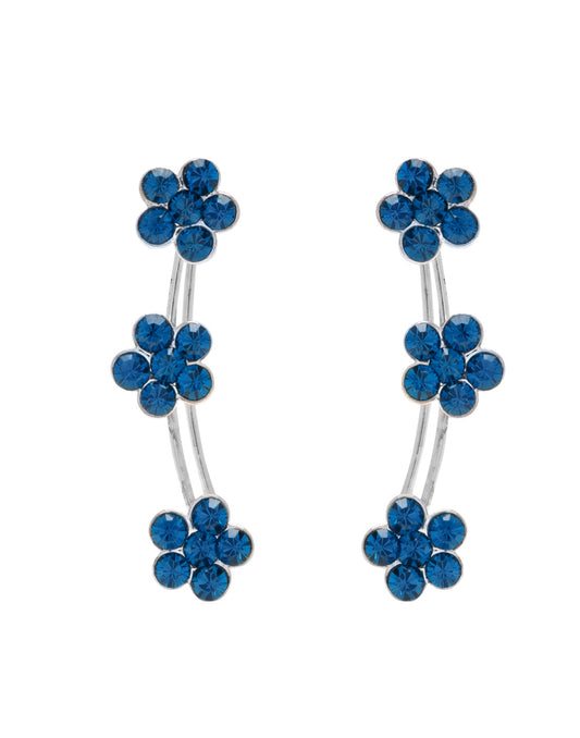 Pair of Ear Climbers Crawlers in 92.5 Silver and Blue CZ Stones