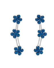 Pair of Ear Climbers Crawlers in 92.5 Silver and Blue CZ Stones