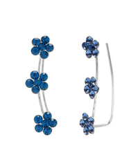 Pair of Ear Climbers Crawlers in 92.5 Silver and Blue CZ Stones