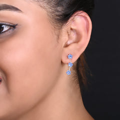 Pair of Ear Climbers Crawlers in 92.5 Silver and Blue CZ Stones