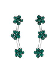 Pair of Ear Climbers Crawlers in 92.5 Silver and Green CZ Stones for Navratri
