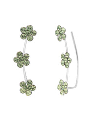 Pair of Ear Climbers Crawlers in 92.5 Silver and Olive Green CZ Stones