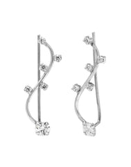 Pair of Ear Climbers Crawlers in 92.5 Silver and White CZ Stones