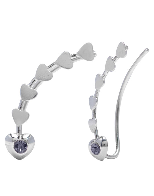 Pair of Ear Climbers Crawlers in 92.5 Silver and White CZ Stones