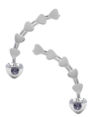 Pair of Ear Climbers Crawlers in 92.5 Silver and White CZ Stones