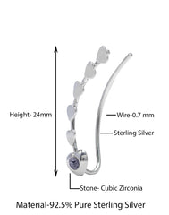 Pair of Ear Climbers Crawlers in 92.5 Silver and White CZ Stones