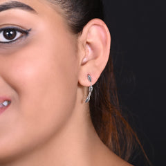 Oxidized Leaf Pair of Ear Climbers Crawlers in 92.5 Silver