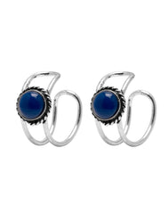Clip On Blue Stone Ear Cuffs Earrings in 92.5 Silver