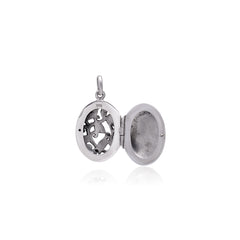 92.5 Sterling Silver Oval Shape Designer Photo Locket Pendant